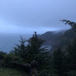 View of the misty coastline